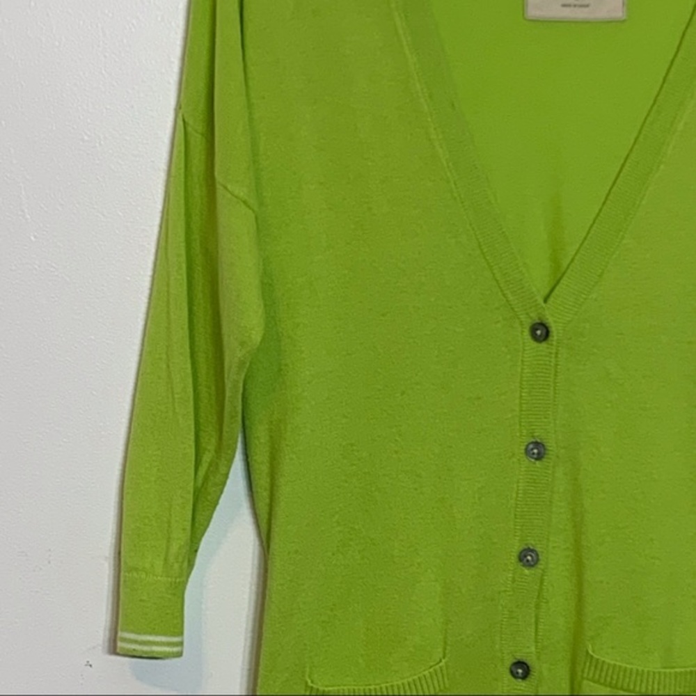 EUC Hollister bright green cardigan sweater Preppy Classic Collegiate Jr Large - Picture 8 of 9